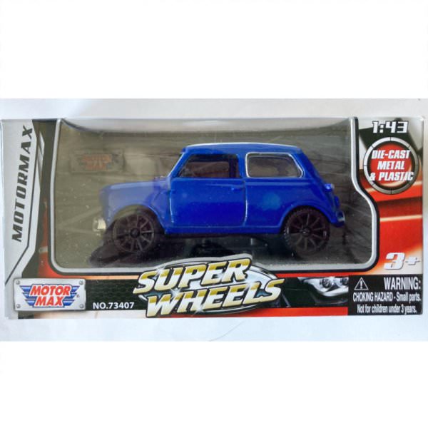 Motormax | Mini blau mit weißem Dach SUPER WHEELS Serie