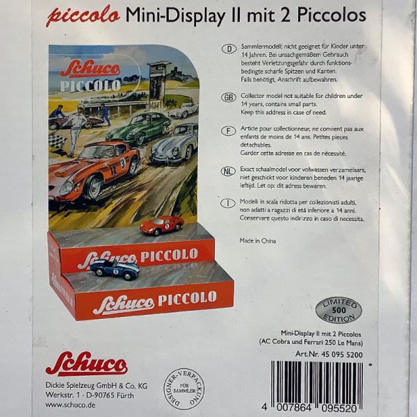 Schuco Piccolo | Mini Display II mit Ferrari 250 #5 und AC Cobra #6